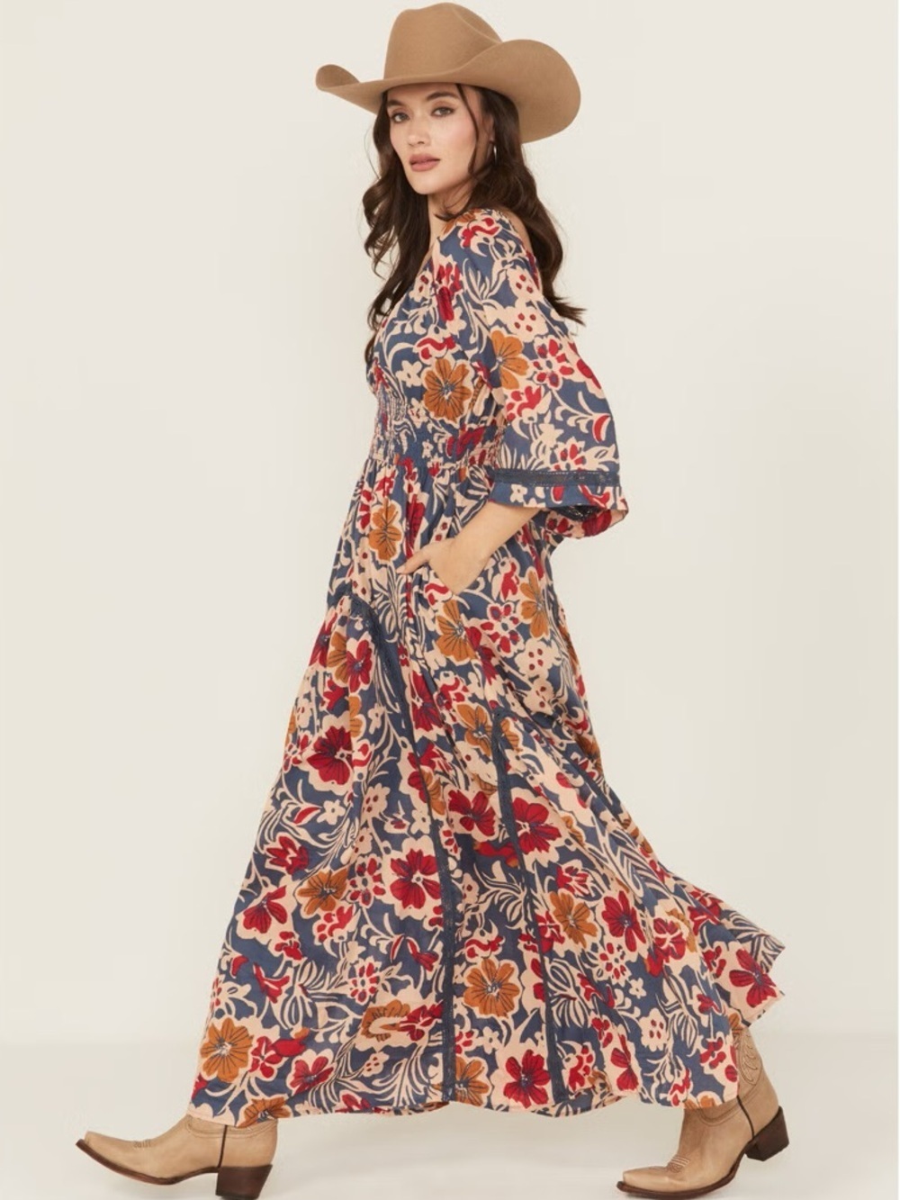 Free People NWT Printed Dixie Maxi In Vintage Indigo Size Small